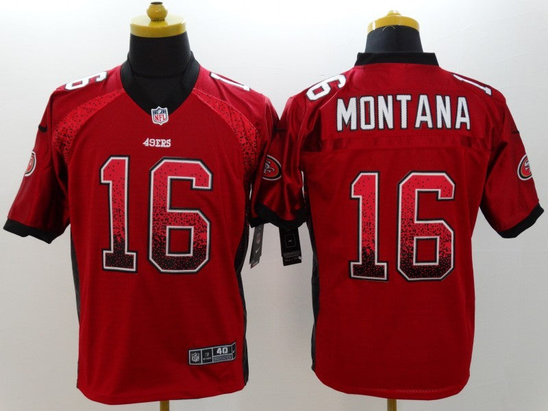 Men's San Francisco 49ers Joe Montana #16 Red Authentic Game Jersey1