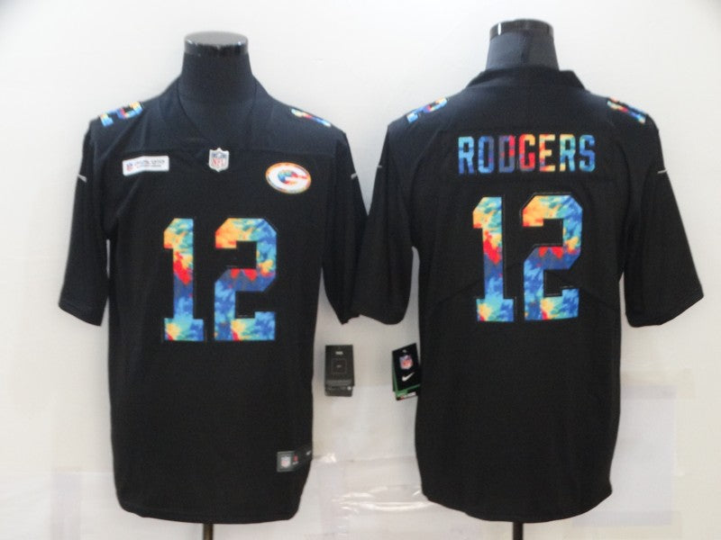 Men's Green Bay Packers #12 Aaron Rodgers Black Player Game Jersey1