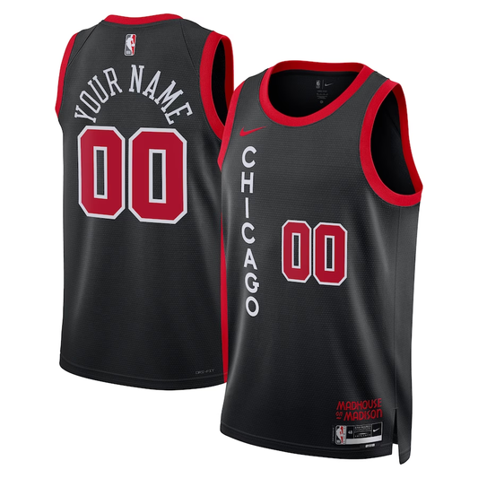 Men's Chicago Bulls Black 2023/24 Custom Swingman Jersey1 - City Edition