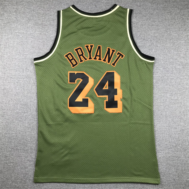 Men's Los Angeles Lakers Kobe Bryant #24 Army Green 1996-97 Hardwood Classics Swingman Jersey1