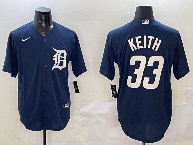 Men's Detroit Tigers Colt Keith #33 Navy Replica Player Jersey1