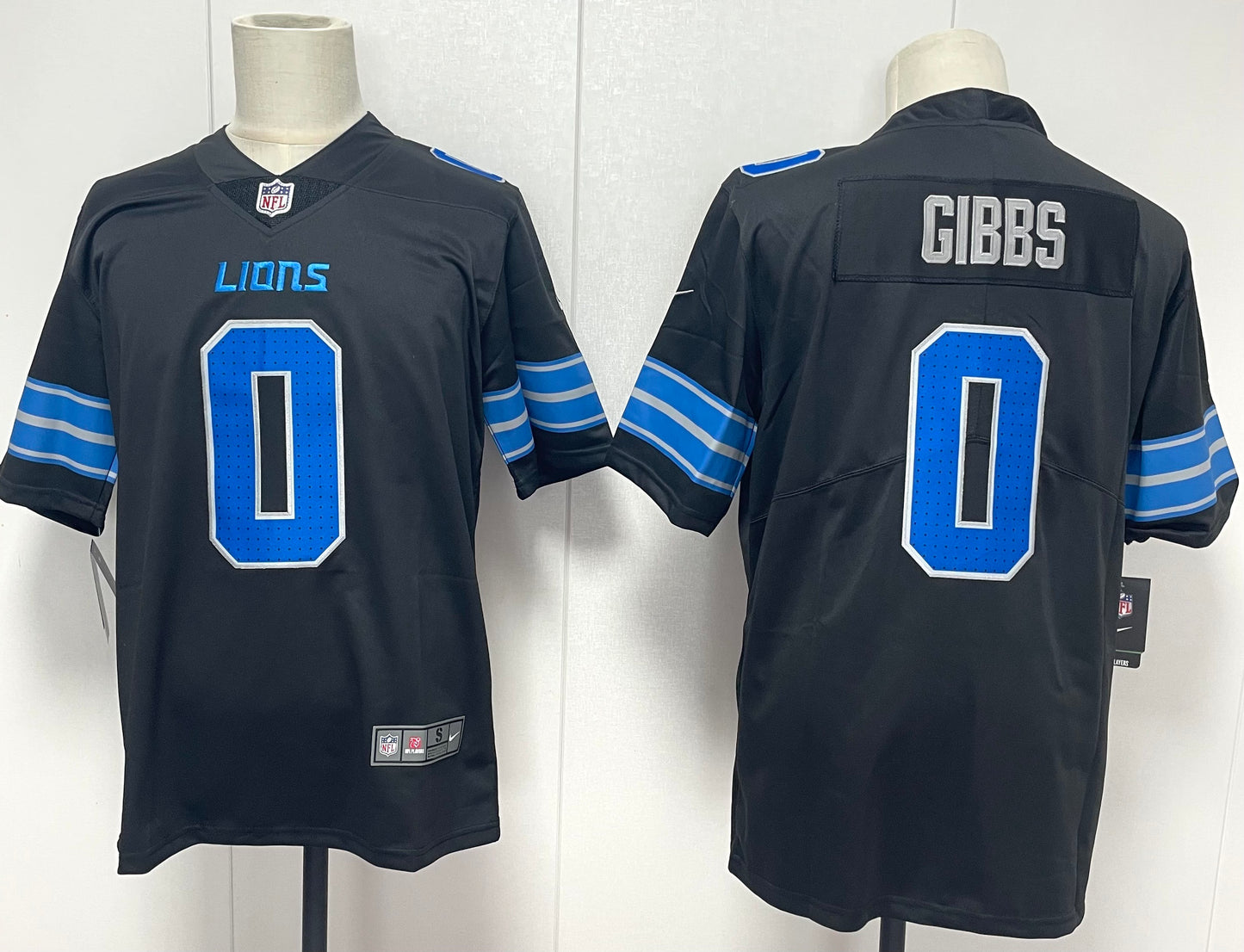 Men's Detroit Lions Jahmyr Gibbs #0 Black Game Player Jersey