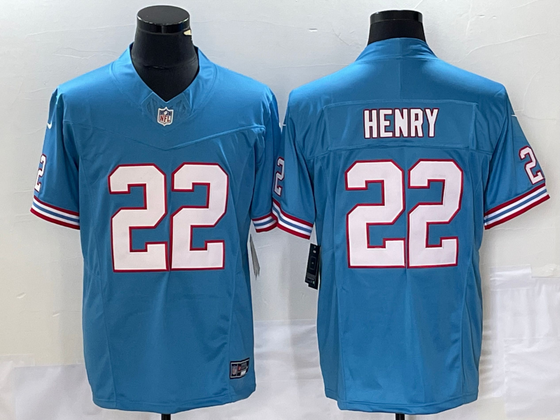Men's Tennessee Titans Derrick Henry #22 Light Blue Oilers Throwback Vapor F.U.S.E. Limited Jersey1