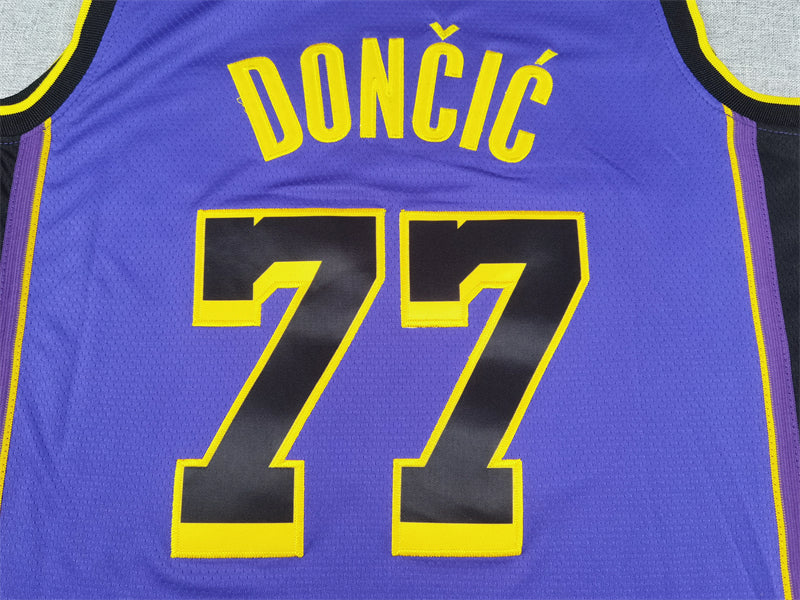Men's Los Angeles Lakers Luka Doncic #77 Purple Swingman Jersey1 - Statement Edition