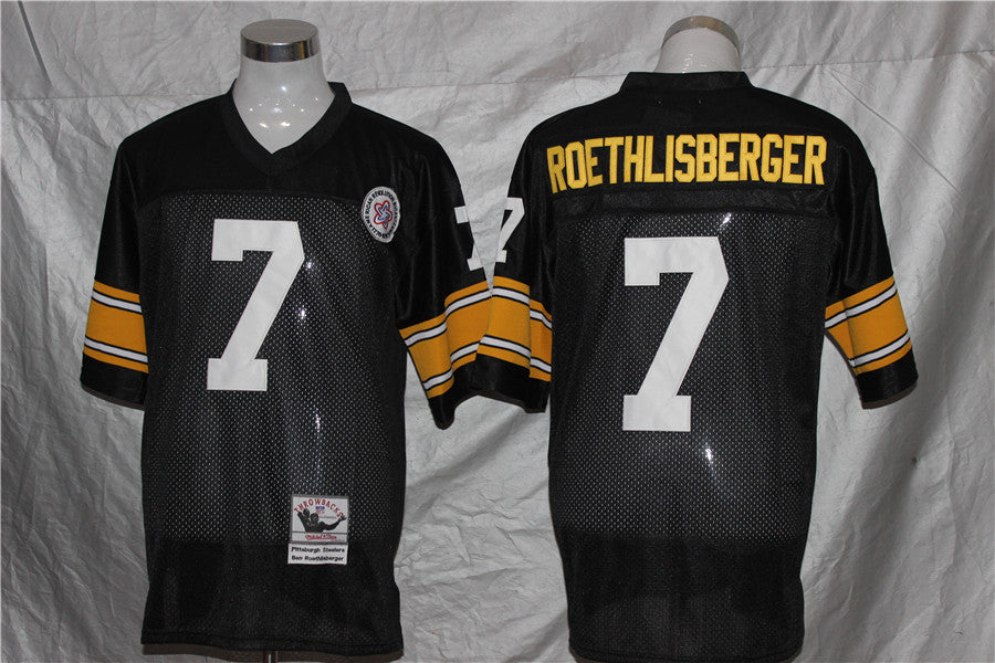 Men's Pittsburgh Steelers Reebok Roethlisberger Mitchell & Ness Black Legacy Replica Jersey1
