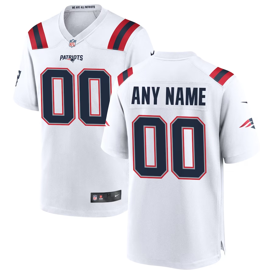 Custom1 New England Patriots White Game Jersey1