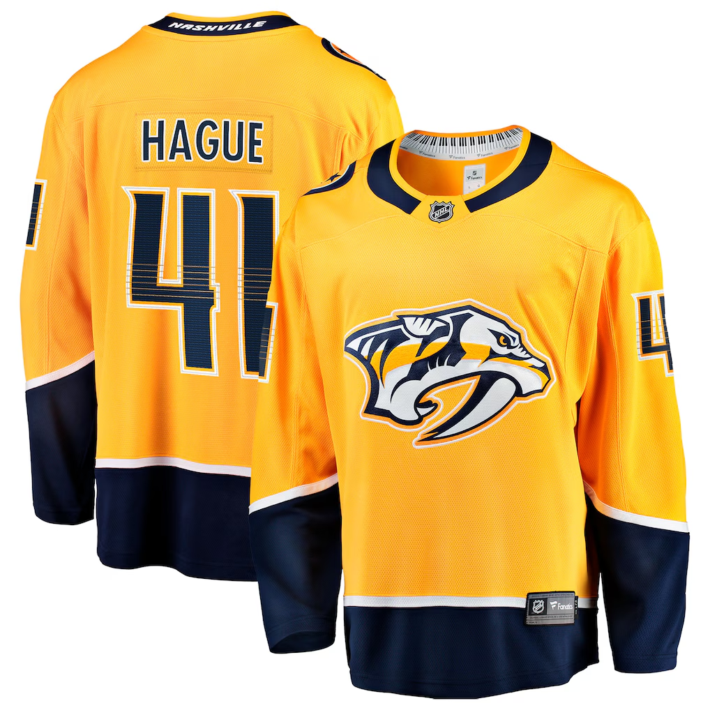 Nicolas Hague #41 Nashville Predators Gold Home Breakaway Jersey - JerseysFreak