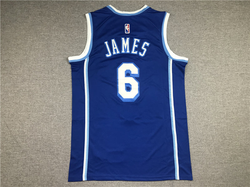 Men's Los Angeles Lakers LeBron James #6 Blue Hardwood Classic Swingman Jersey1