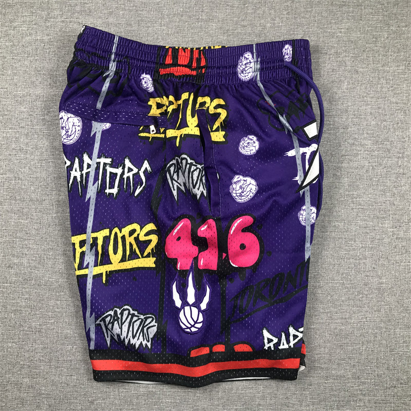 Men's Toronto Raptors Purple Graffiti Edition Pocket Shorts1