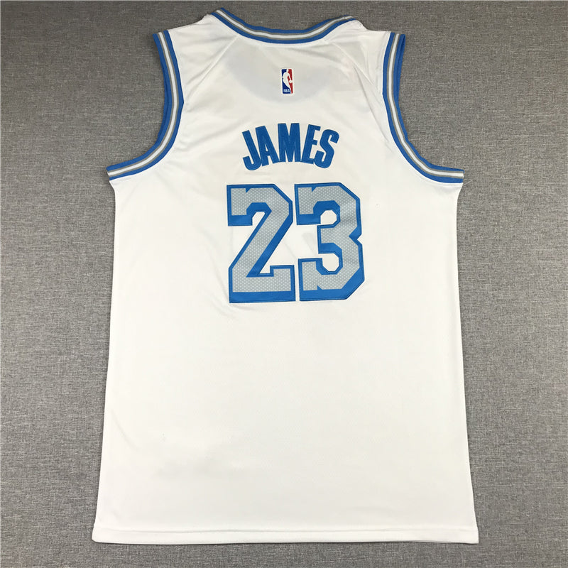Men's Los Angeles Lakers LeBron James 2020/21 White Swingman Jersey1 City Edition