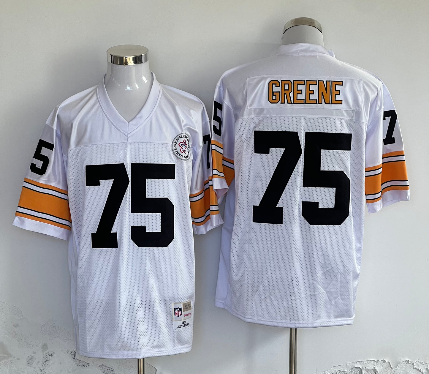 Men's Pittsburgh Steelers Joe Greene Mitchell & Ness White Legacy Replica Jersey1