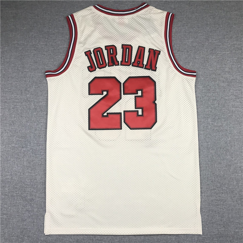 Men's Chicago Bulls Michael Jordan #23 Cream 1995-96 Hardwood Classics Jersey1