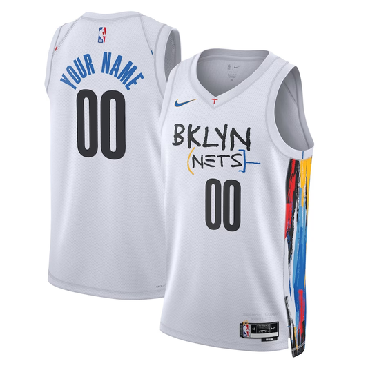 Men's Brooklyn Nets White 2022/23 Swingman Custom Jersey1 - City Edition