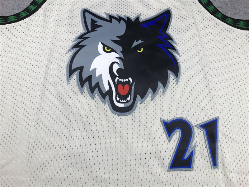 Men's Minnesota Timberwolves Kevin Garnett #21 Cream Hardwood Classics Swingman Jersey1