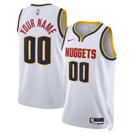 Men's Denver Nuggets White Swingman Custom Jersey1 - Association Edition