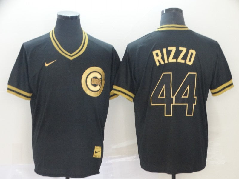 Men's Chicago Cubs Anthony Rizzo #44 Black Stitched Jersey1