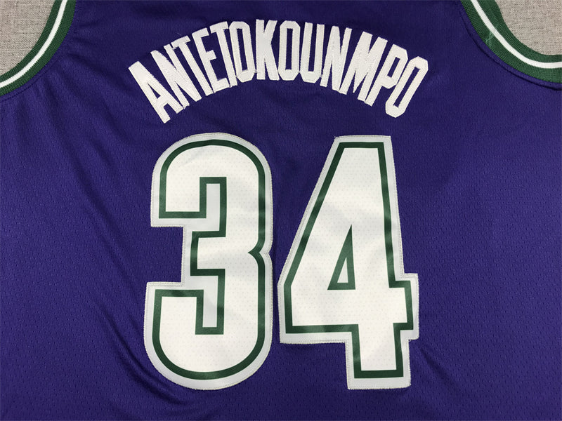Men's Milwaukee Bucks Giannis Antetokounmpo #34 Purple 2022/23 Swingman Jersey1 - Classic Edition