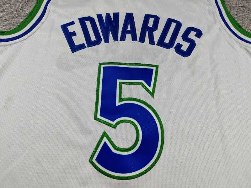 Men's Minnesota Timberwolves Anthony Edwards #5 White Swingman Jersey Association Edition