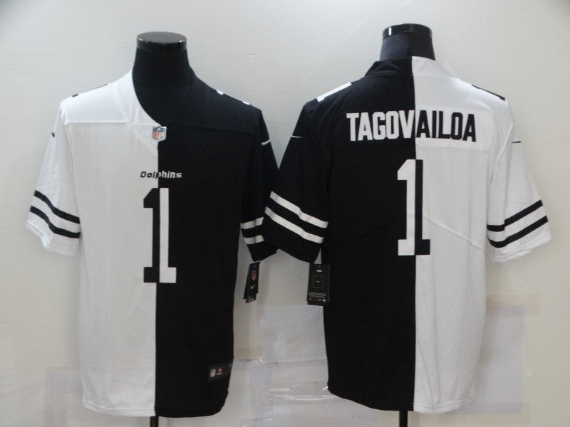Men's Miami Dolphins Tua Tagovailoa #1 Black/White Game Jersey1