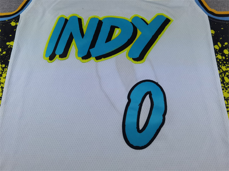Men's Indiana Pacers Tyrese Haliburton #0 White 2024/25 Swingman Player Jersey1 - City Edition