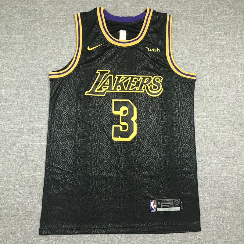 Men's Los Angeles Lakers Anthony Davis Black #3 NBA Swingman Jersey1