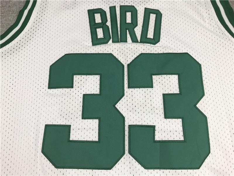 Men's Boston Celtics Larry Bird White 1985-86 Hardwood Classics Swingman Jersey1