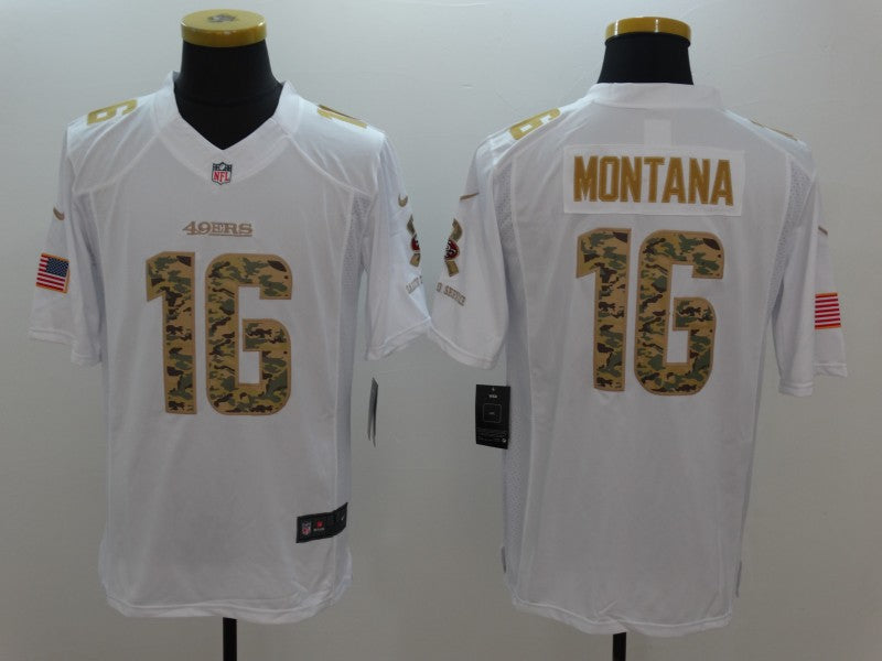 Men's San Francisco 49ers Joe Montana #16 White Player Game Jersey1