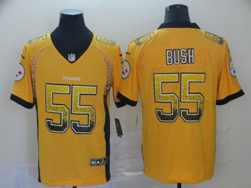 Men's Pittsburgh Steelers Devon Bush Jr. #55 Gold Game Jersey1