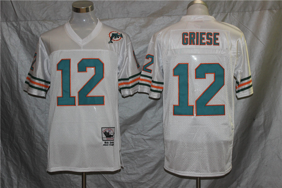 Men's Miami Dolphins Bob Griese Mitchell & Ness White Legacy Replica Jersey1