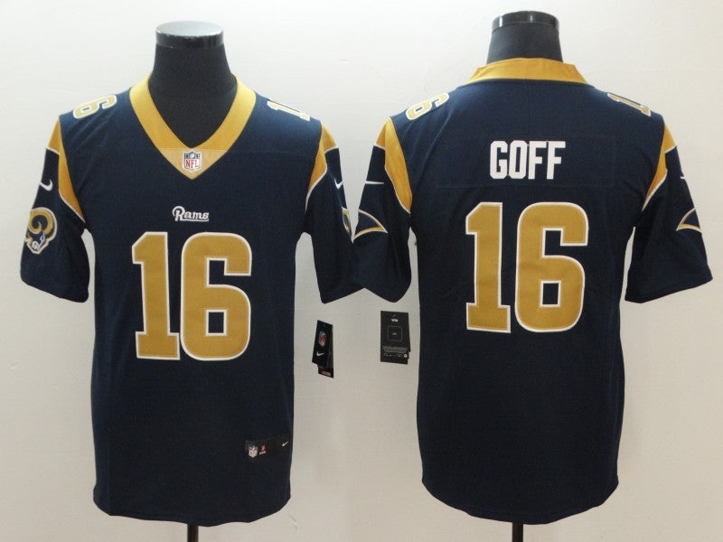 Men's Los Angeles Rams Jared Goff #16 Navy Game Jersey1