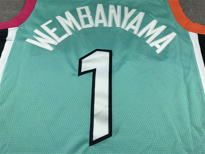 Men's San Antonio Spurs Victor Wembanyama #1 Turquoise 2022/23 Swingman Jersey1 - City Edition