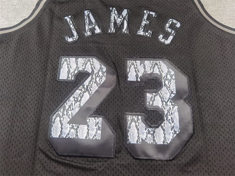Men's Los Angeles Lakers LeBron James #23 Black 2018/19 Hardwood Classics Swingman Jersey1