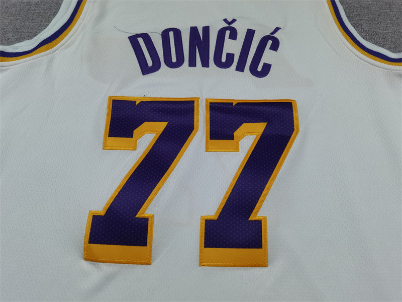Men's Los Angeles Lakers Luka Doncic #77 White Swingman Jersey1 - Association Edition