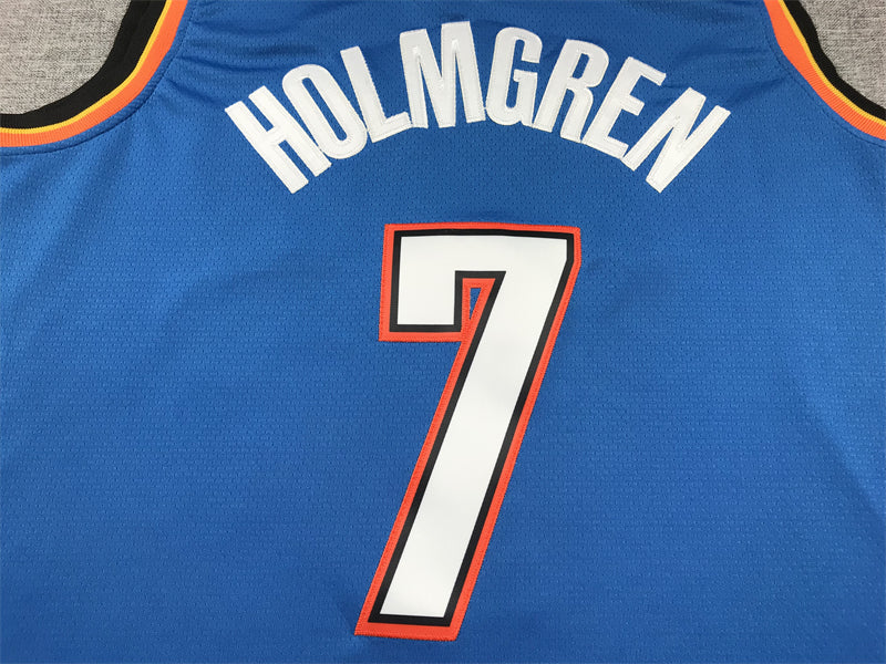 Men's Oklahoma City Thunder Chet Holmgren #7 Blue Swingman Jersey1 - Icon Edition