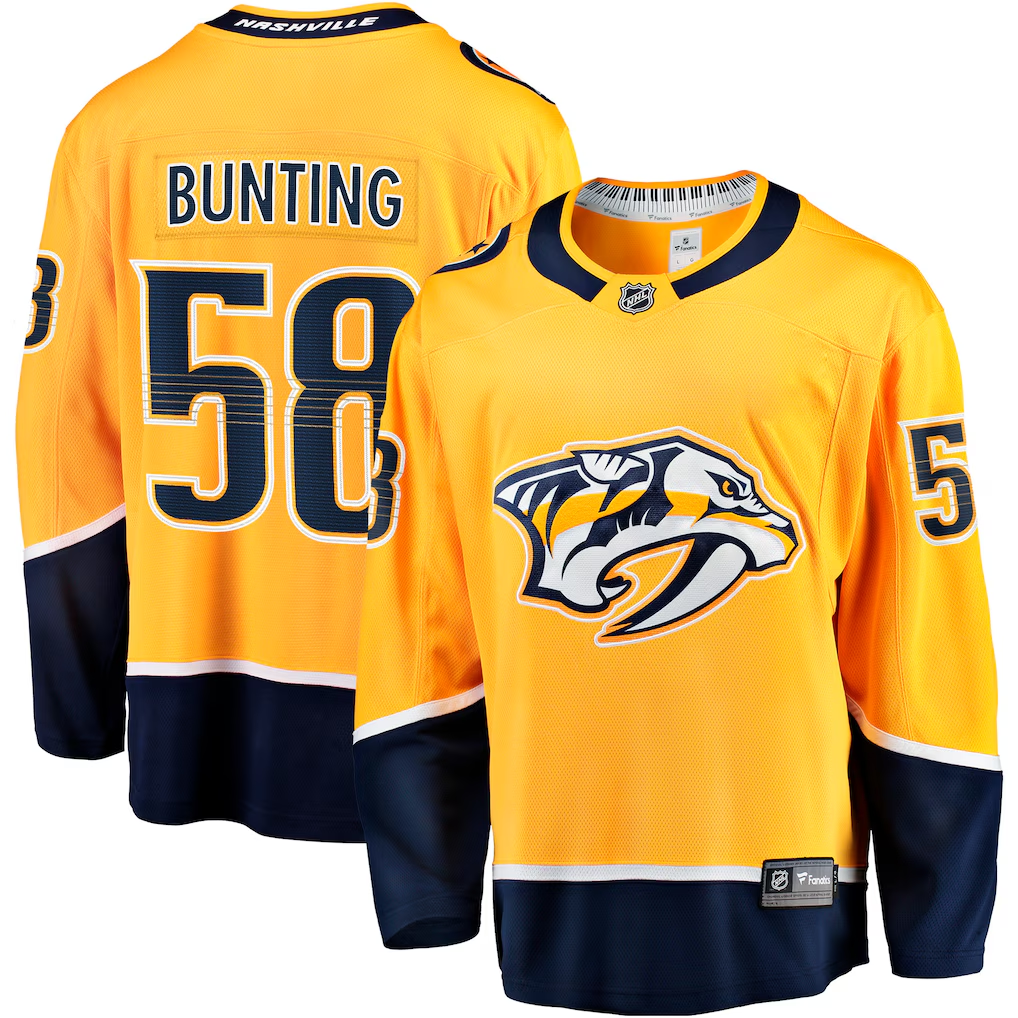 Michael Bunting #58 Nashville Predators Gold Home Breakaway Jersey - JerseysFreak