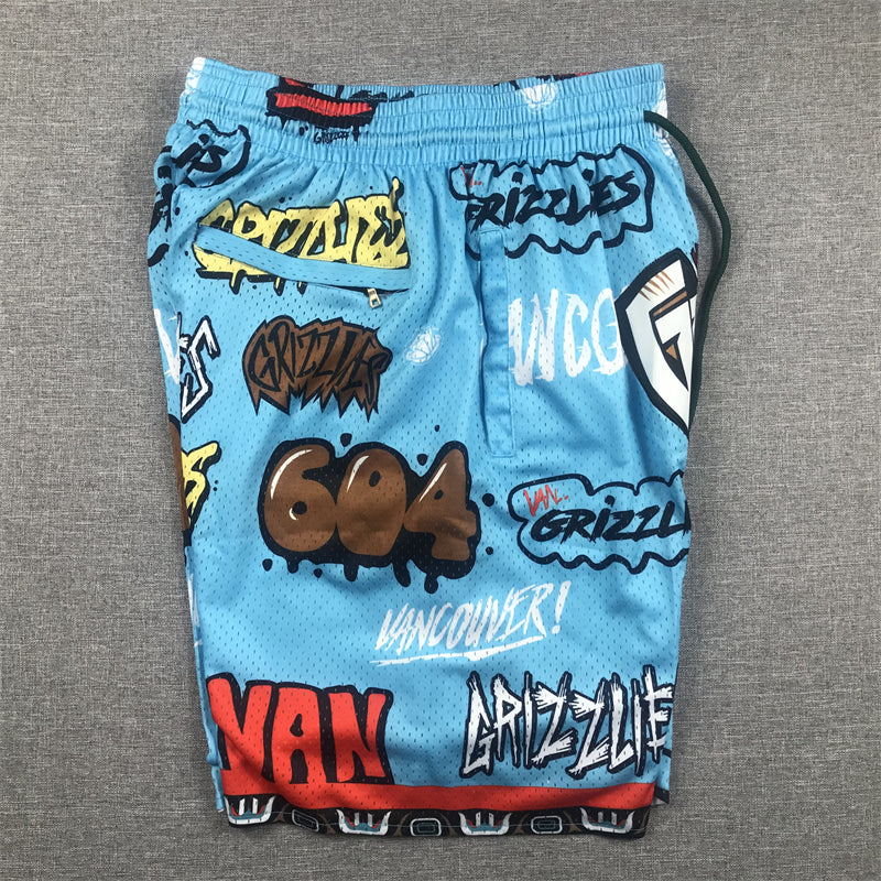 Men's Memphis Grizzlies Blue Graffiti Edition Pocket Shorts1