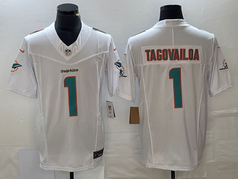 Men's Miami Dolphins Tua Tagovailoa #1 White Aqua Legend Jersey1