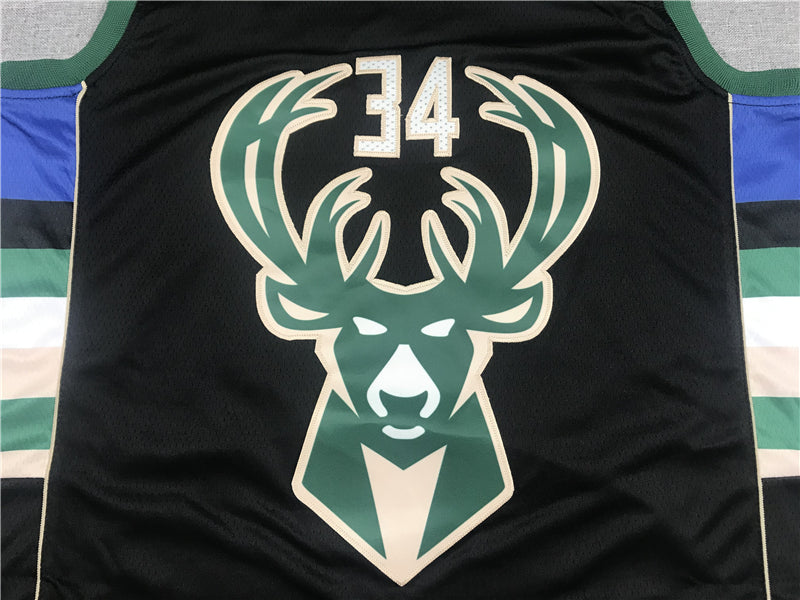 Men's Milwaukee Bucks Giannis Antetokounmpo #34 Black Player Jersey1