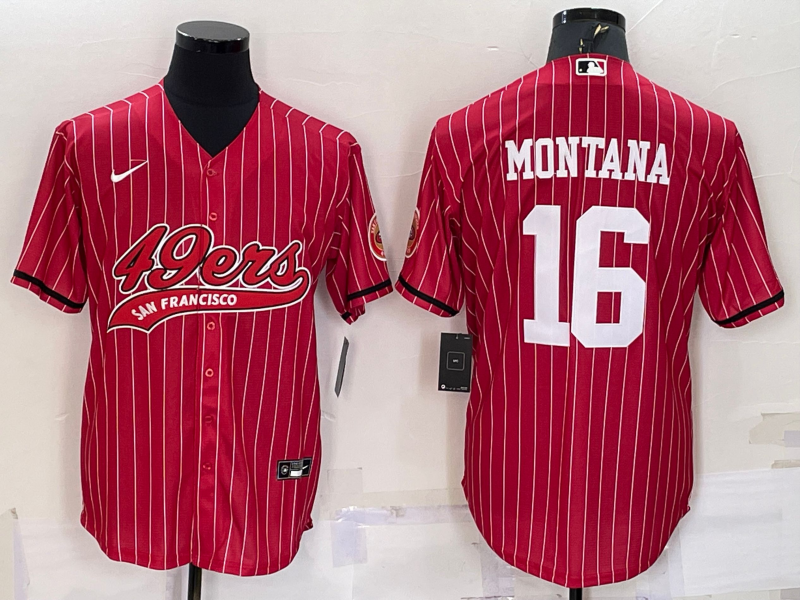 Men's San Francisco 49ers Joe Montana #16 Red Player Jersey1 Joint Edition