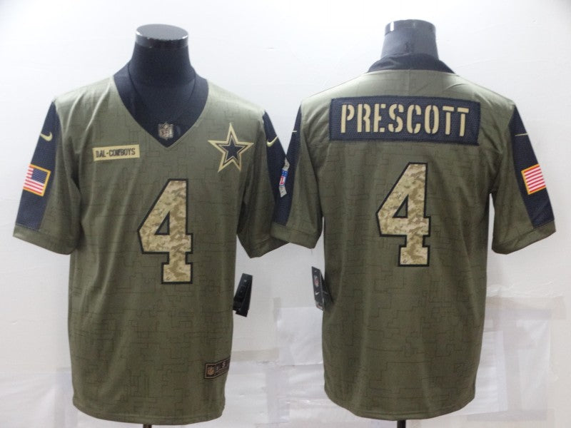 Men's Dallas Cowboys Dak Prescott #4 Brown Game Player Jersey1