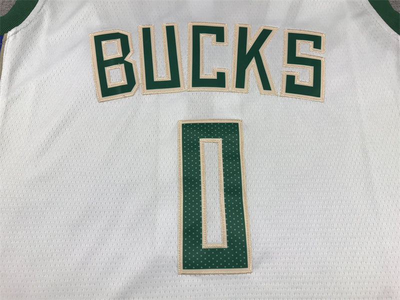 Men's Milwaukee Bucks Damian Lillard #0 White Fast Break Player Jersey1 - Association Edition