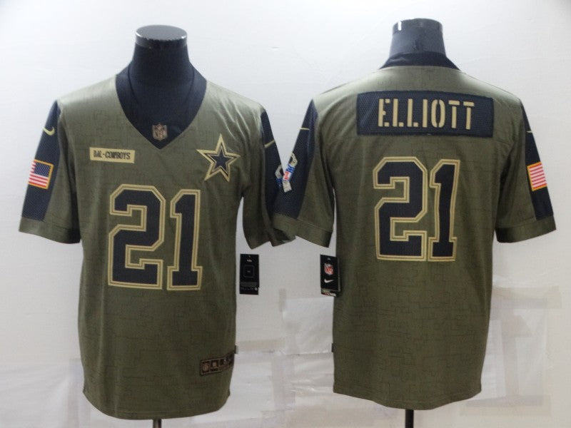 Men's Dallas Cowboys Ezekiel Elliott #21 Brown Player Game Jersey1
