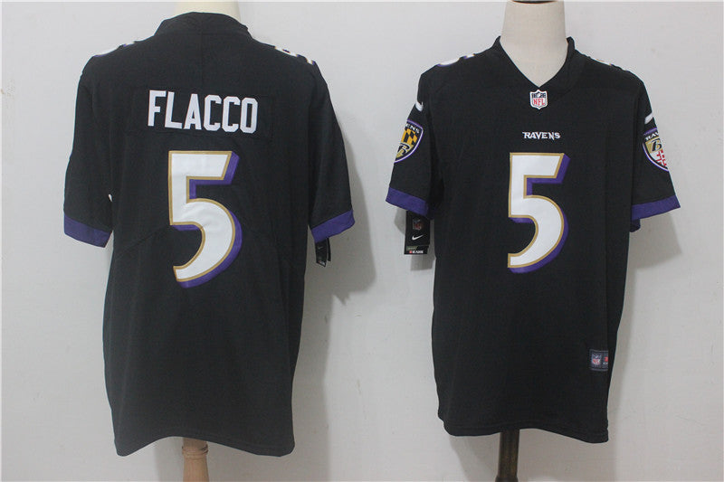 Men's Baltimore Ravens Joe Flacco #5 Black Game Jersey1