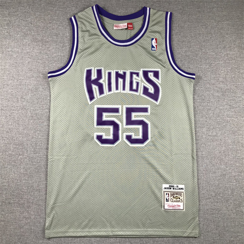 Men's Sacramento Kings Jason Williams #55 Gray 2000/01 Hardwood Classics Swingman Jersey1