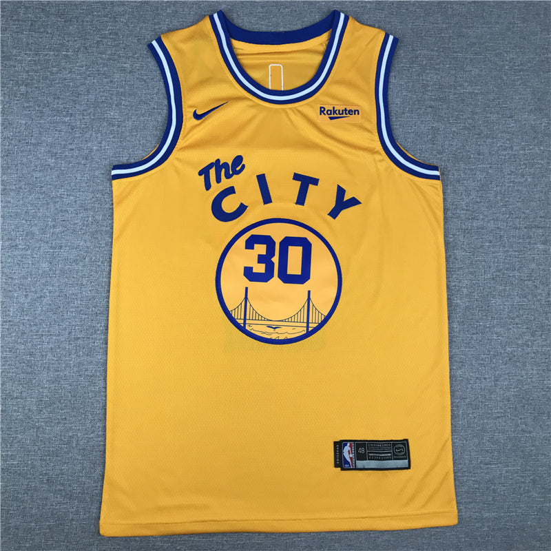 Men's Golden State Warriors Stephen Curry Gold Fast Break Team Replica Jersey1
