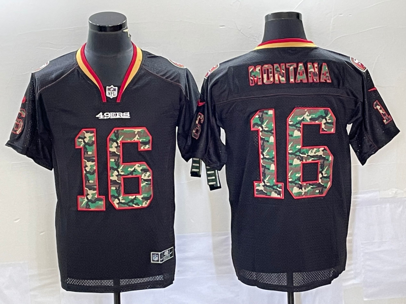 Men's San Francisco 49ers Joe Montana #16 Black Player Jersey1