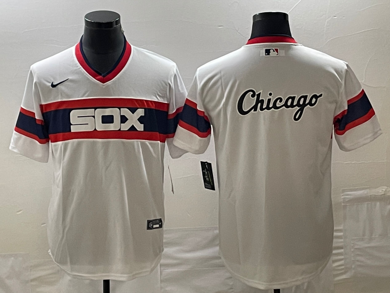 Men's Chicago White Sox White Home Cooperstown Collection Game Jersey1