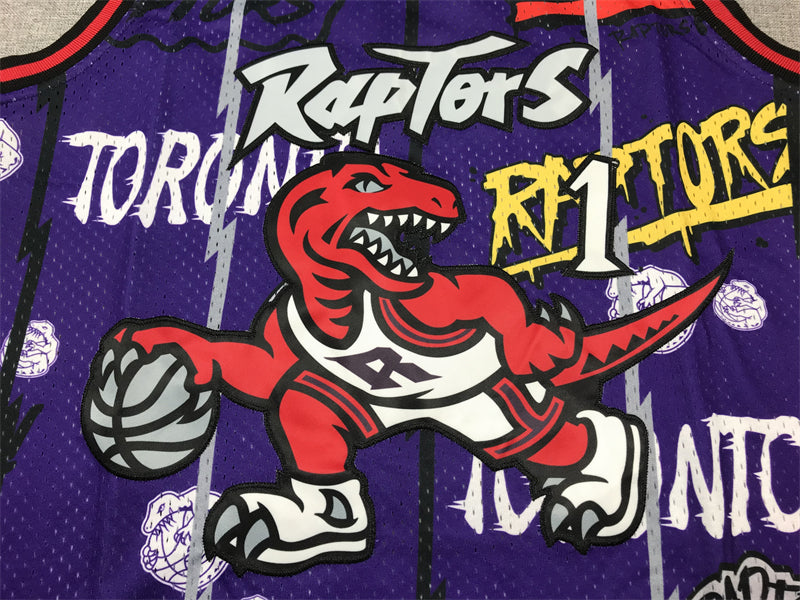 Men's Toronto Raptors Tracy McGrady #1 Purple Swingman Player Jersey1 - Graffiti Edition