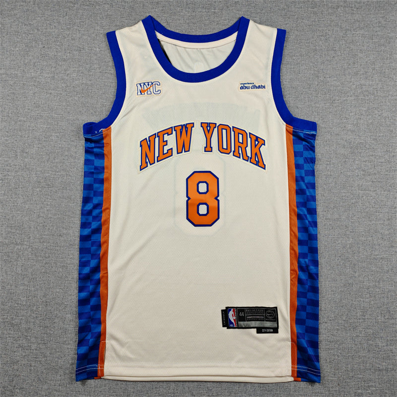 Men's New York Knicks OG Anunoby #8 Cream 2025/26 Game Jersey - City Edition