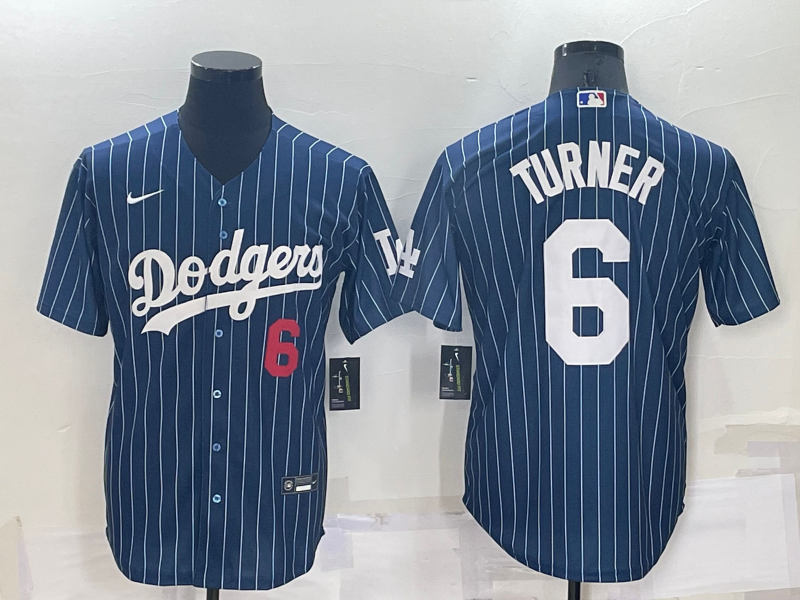 Men's Los Angeles Dodgers Trea Turner #6 Blue Player Jersey1